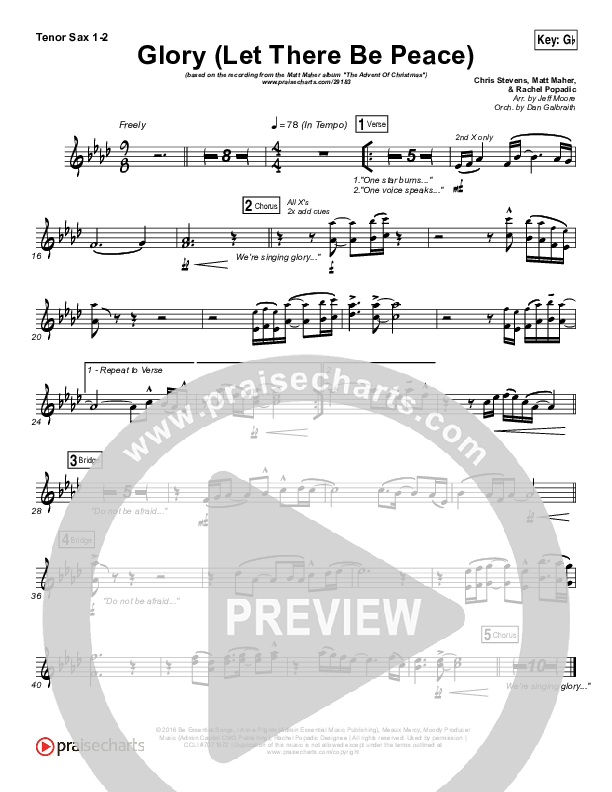 Glory (Let There Be Peace) Tenor Sax 1/2 (Matt Maher)