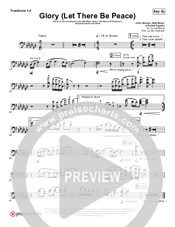 Glory (Let There Be Peace) Trombone 1/2 (Matt Maher)