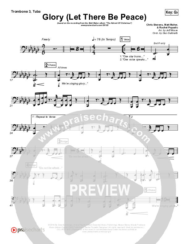 Glory (Let There Be Peace) Trombone 3/Tuba (Matt Maher)