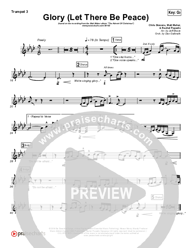 Glory (Let There Be Peace) Trumpet 3 (Matt Maher)
