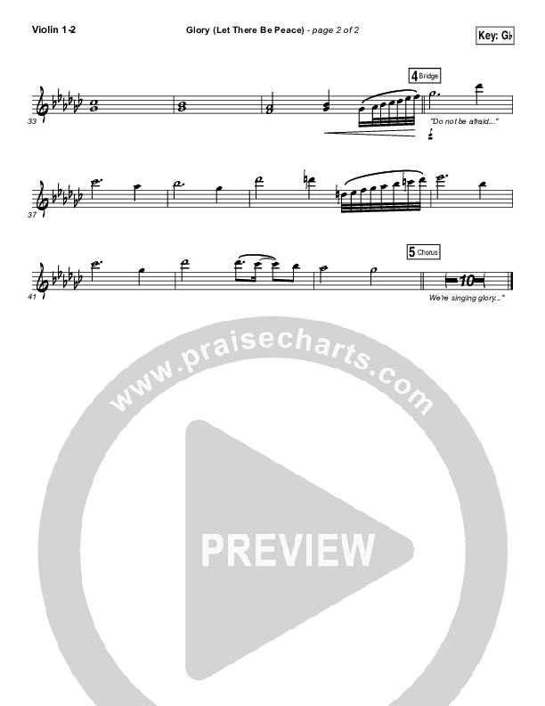 Glory (Let There Be Peace) Violin 1/2 (Matt Maher)