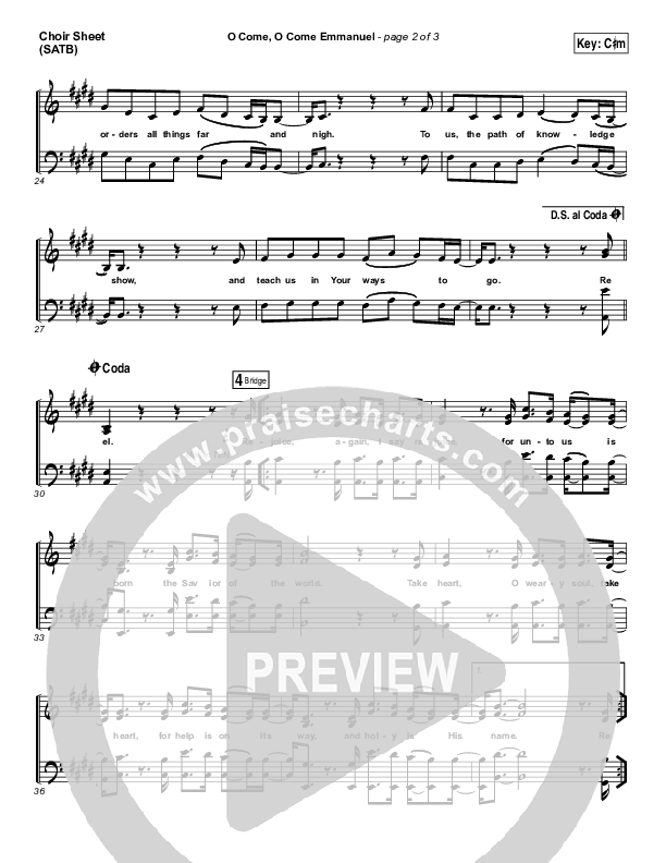 O Come O Come Emmanuel Choir Sheet (SATB) (Matt Maher)
