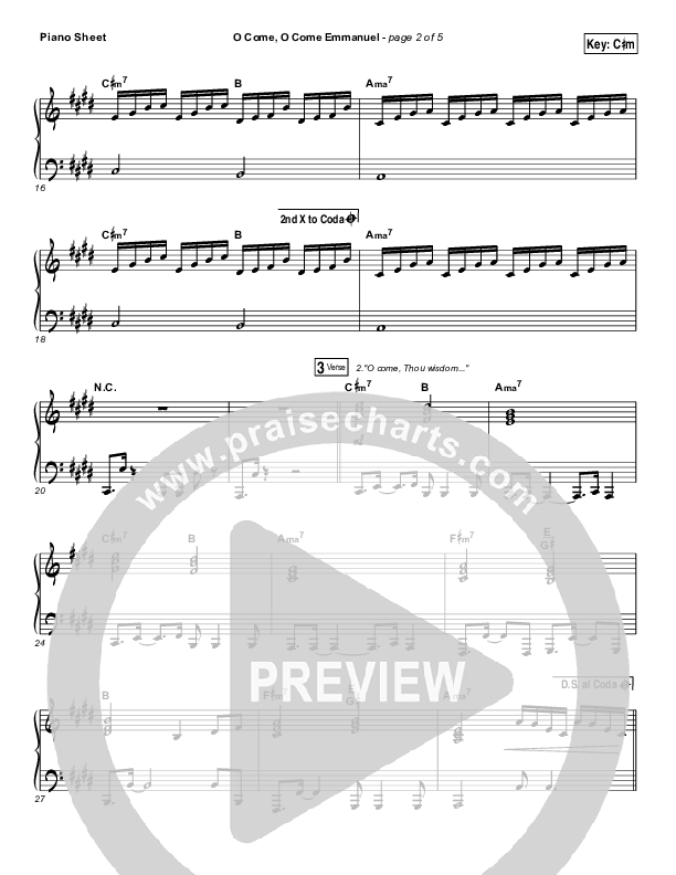 O Come O Come Emmanuel Piano Sheet (Matt Maher)