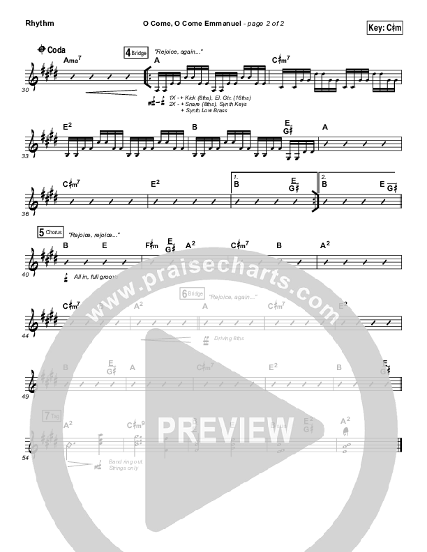 O Come O Come Emmanuel Rhythm Chart (Matt Maher)