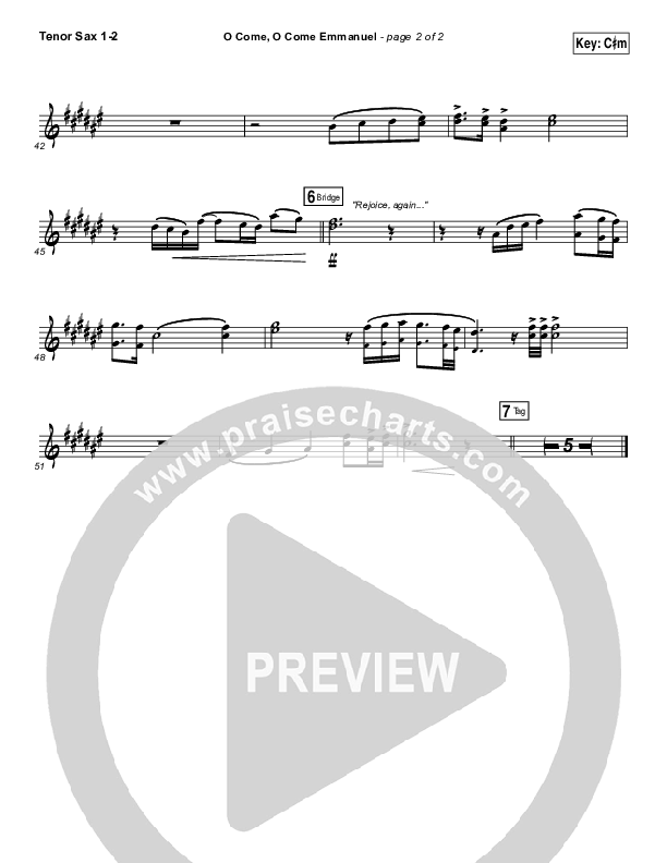 O Come O Come Emmanuel Tenor Sax 1/2 (Matt Maher)