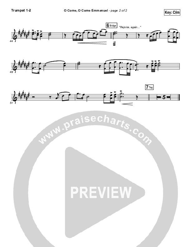 O Come O Come Emmanuel Trumpet 1,2 (Matt Maher)