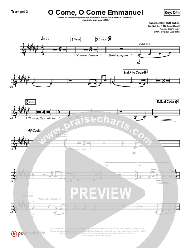 O Come O Come Emmanuel Trumpet 3 (Matt Maher)