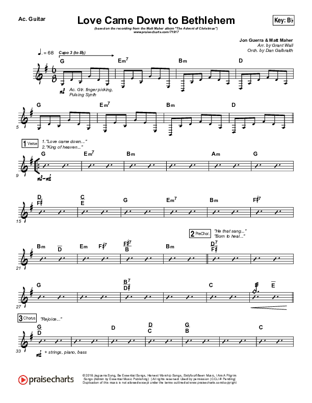 Love Came Down To Bethlehem Acoustic Guitar (Matt Maher)