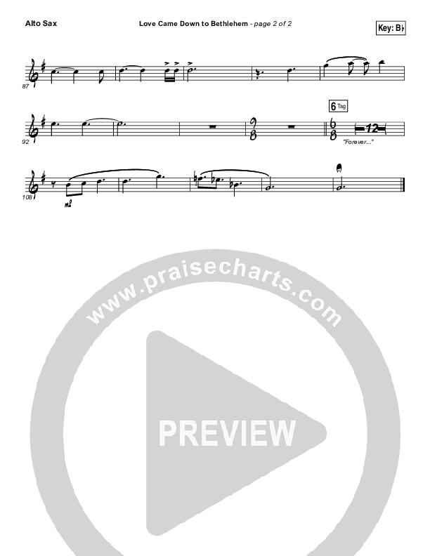 Love Came Down To Bethlehem Alto Sax (Matt Maher)