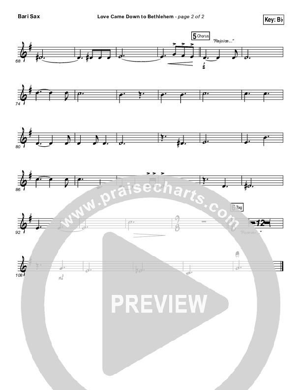 Love Came Down To Bethlehem Bari Sax (Matt Maher)