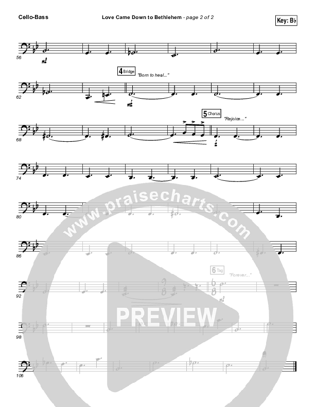 Love Came Down To Bethlehem Cello/Bass (Matt Maher)