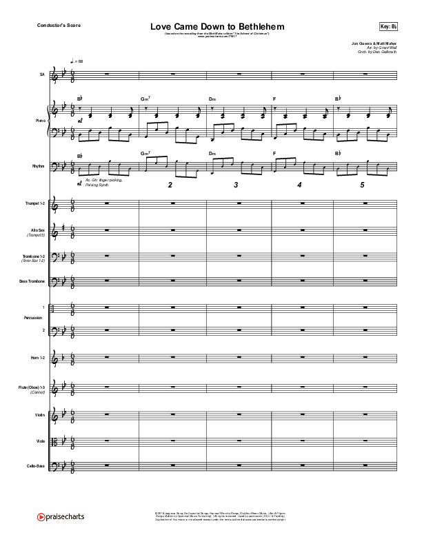 Love Came Down To Bethlehem Conductor's Score (Matt Maher)