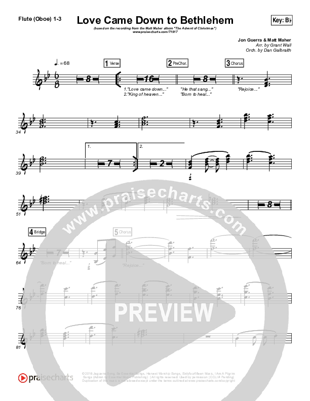 Love Came Down To Bethlehem Flute/Oboe 1/2/3 (Matt Maher)