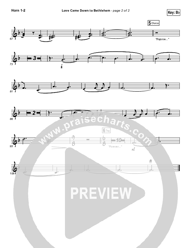 Love Came Down To Bethlehem French Horn 1/2 (Matt Maher)