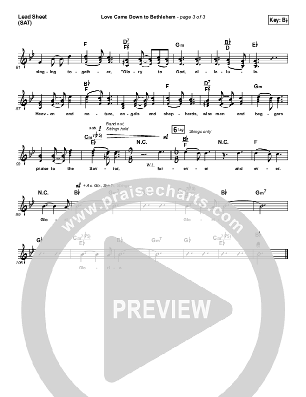 Love Came Down To Bethlehem Lead Sheet (SAT) (Matt Maher)