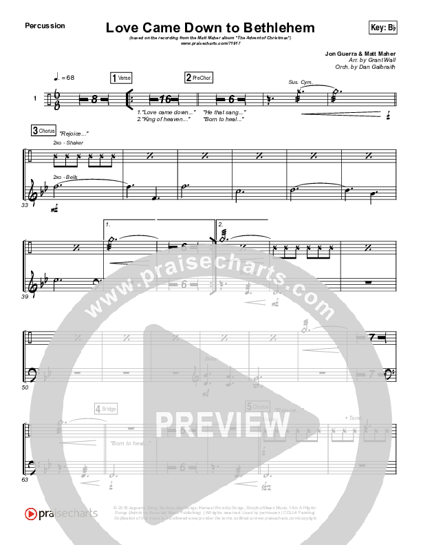 Love Came Down To Bethlehem Percussion (Matt Maher)