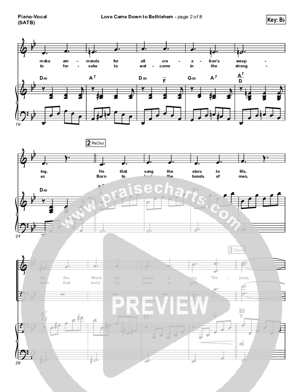 Love Came Down To Bethlehem Piano/Vocal (SATB) (Matt Maher)