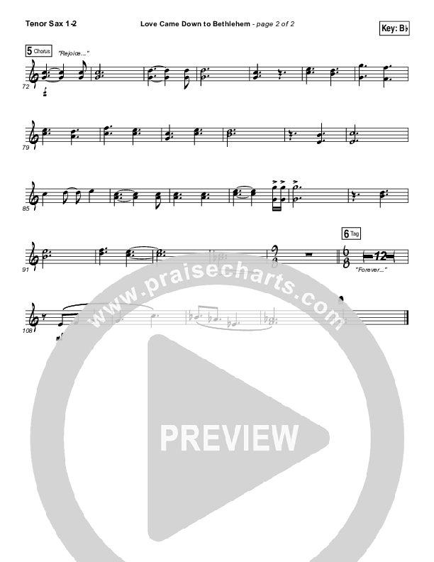 Love Came Down To Bethlehem Tenor Sax 1/2 (Matt Maher)