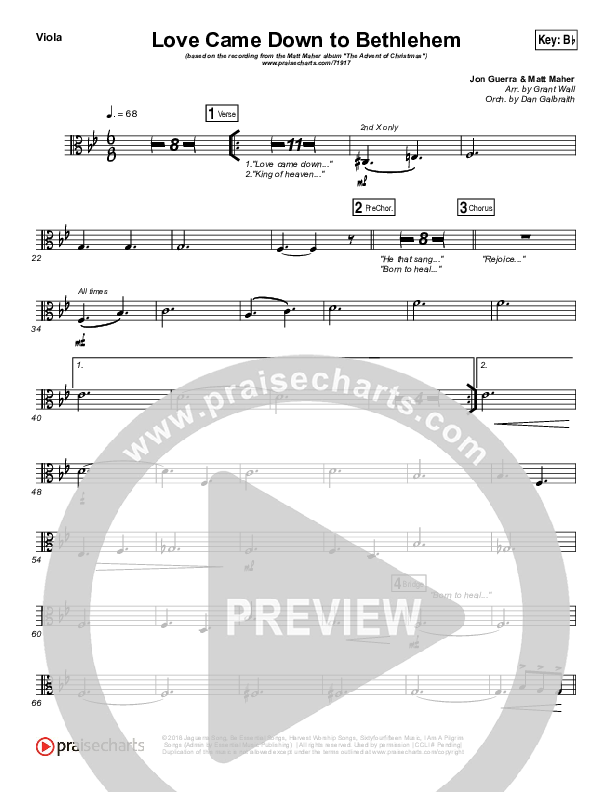 Love Came Down To Bethlehem Viola (Matt Maher)