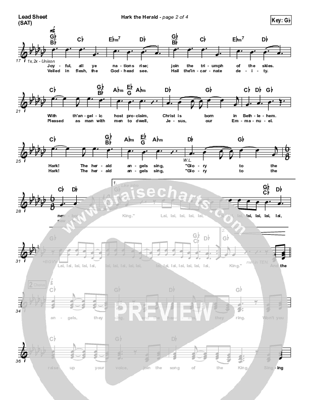 Hark The Herald Lead Sheet (SAT) (Matt Maher)