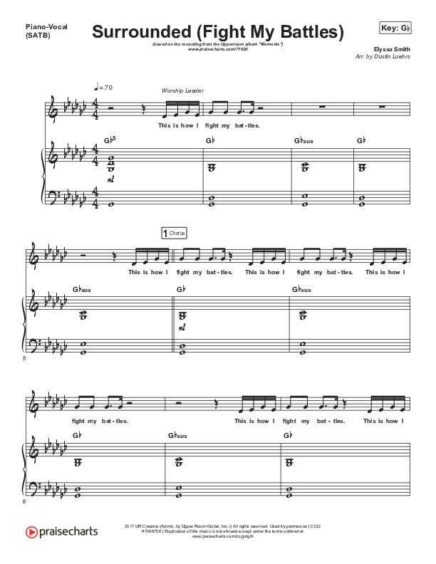 Surrounded (Fight My Battles) Piano/Vocal (SATB) (Elyssa Smith / UPPERROOM)