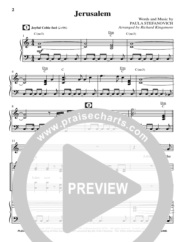 Jerusalem (with Holy City) (Choral) Sheet Music (BrentwoodBenson