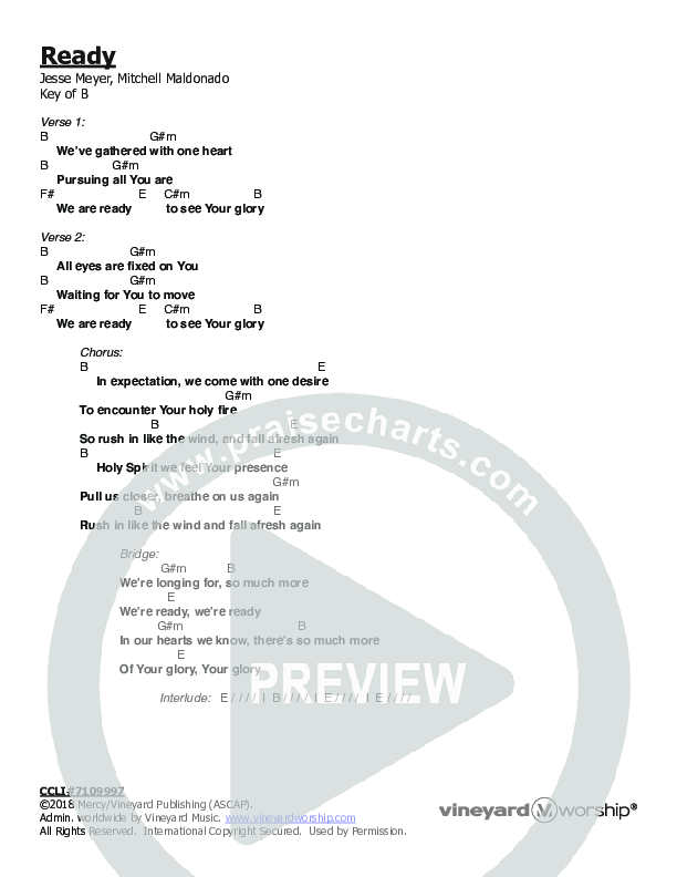 Ready Chords & Lyrics (Vineyard Worship)