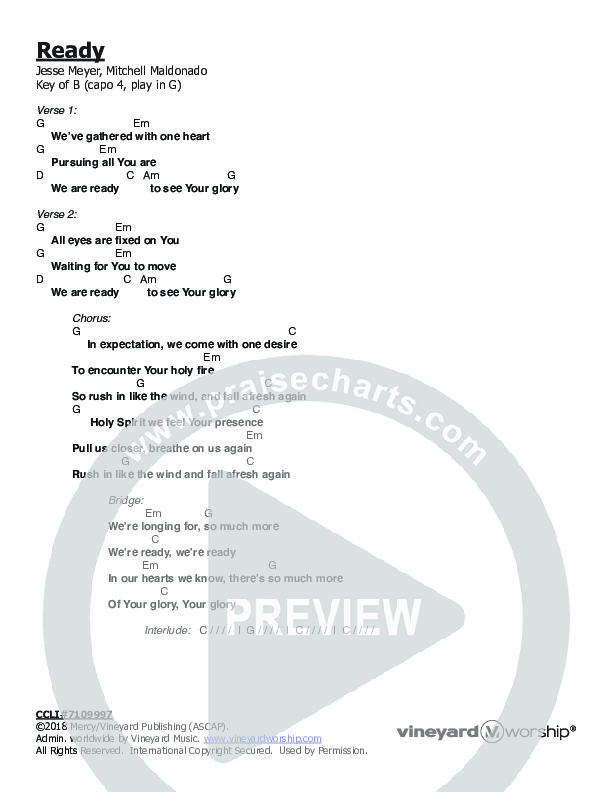 Ready Chords & Lyrics (Vineyard Worship)