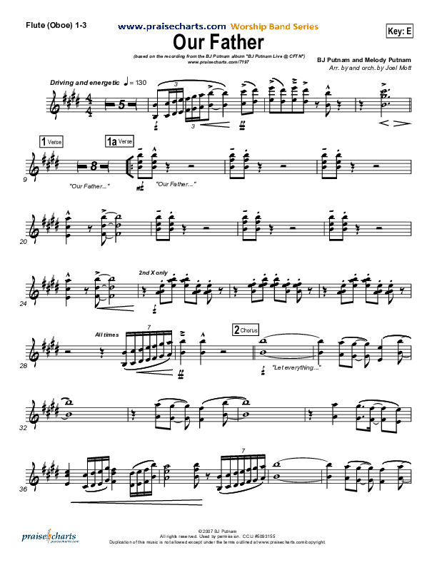 Our Father Flute/Oboe 1/2/3 (BJ Putnam)