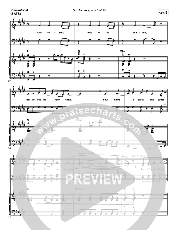 Our Father Piano/Vocal (SATB) (BJ Putnam)