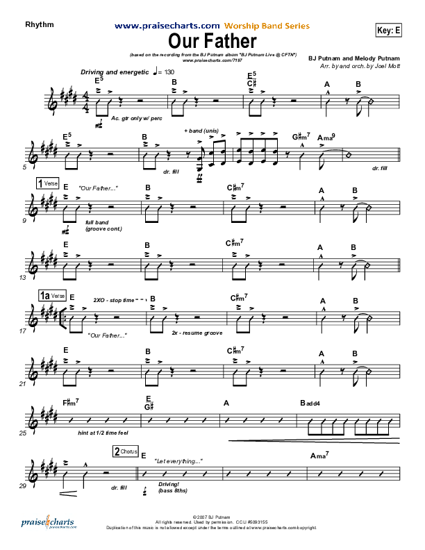 Our Father Rhythm Chart (BJ Putnam)