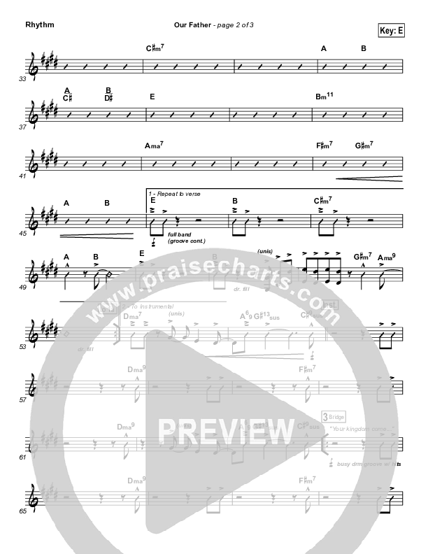 Our Father Rhythm Chart (BJ Putnam)