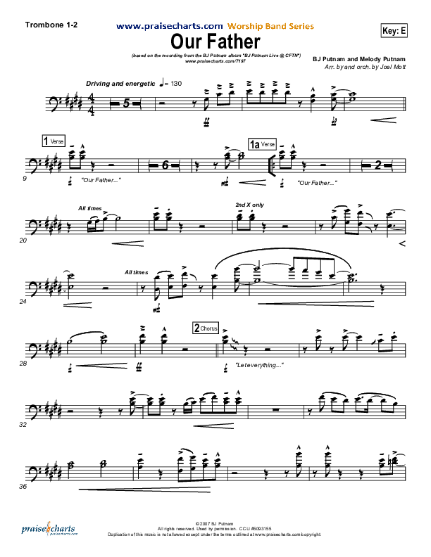 Our Father Trombone 1/2 (BJ Putnam)