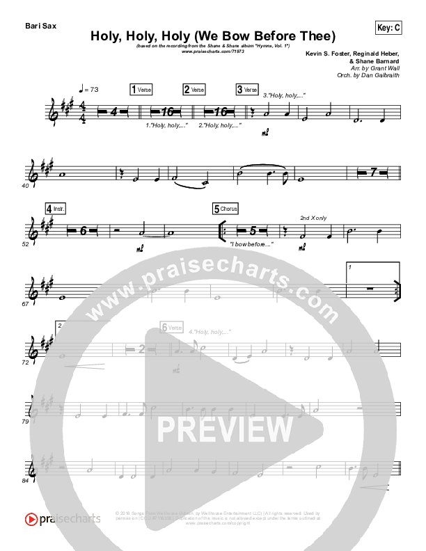 Holy Holy Holy (We Bow Before Thee) Bari Sax (Shane & Shane / The Worship Initiative)