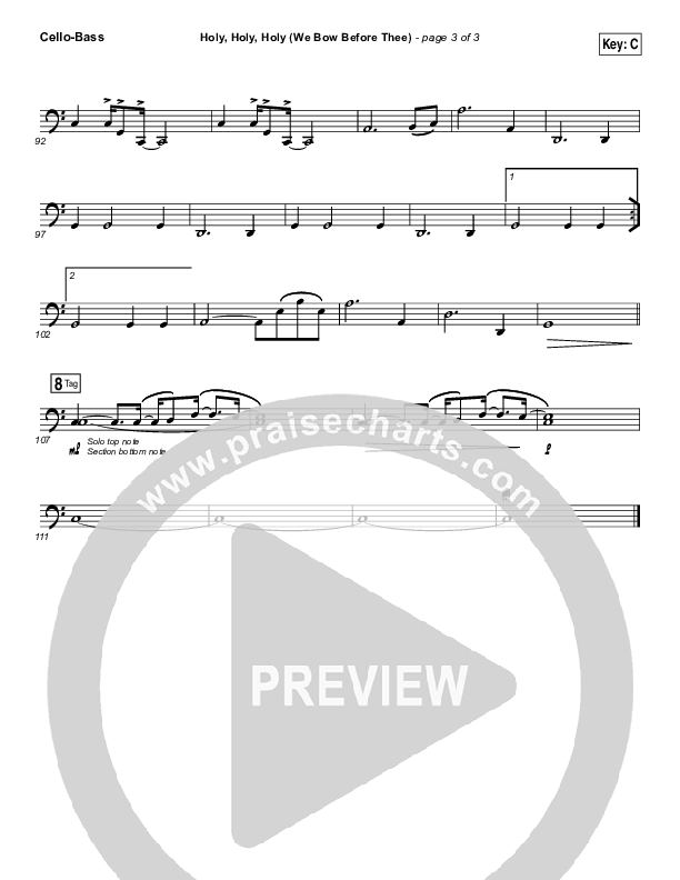 Holy Holy Holy (We Bow Before Thee) Cello/Bass (Shane & Shane / The Worship Initiative)