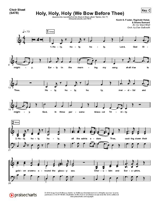 Holy Holy Holy (We Bow Before Thee) Choir Sheet (SATB) (Shane & Shane / The Worship Initiative)