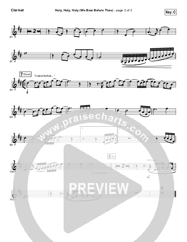 Holy Holy Holy (We Bow Before Thee) Clarinet (Shane & Shane / The Worship Initiative)