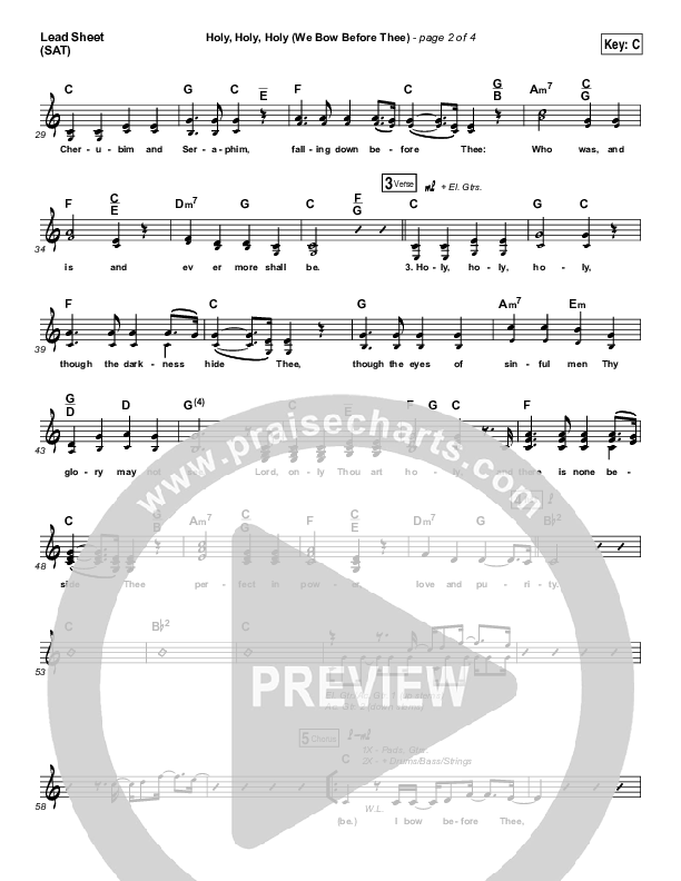 Holy Holy Holy (We Bow Before Thee) Lead Sheet (SAT) (Shane & Shane / The Worship Initiative)