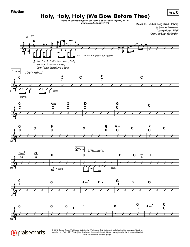 Holy Holy Holy (We Bow Before Thee) Rhythm Chart (Shane & Shane / The Worship Initiative)