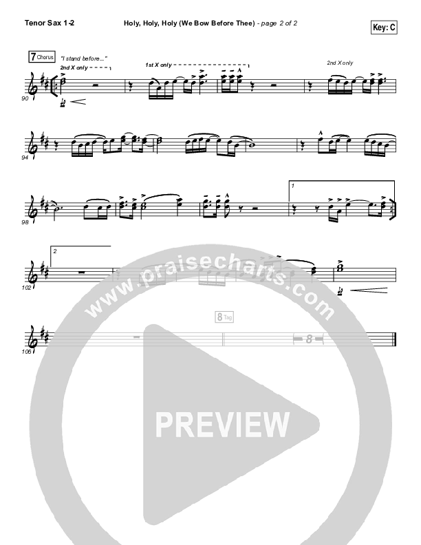 Holy Holy Holy (We Bow Before Thee) Tenor Sax 1/2 (Shane & Shane / The Worship Initiative)