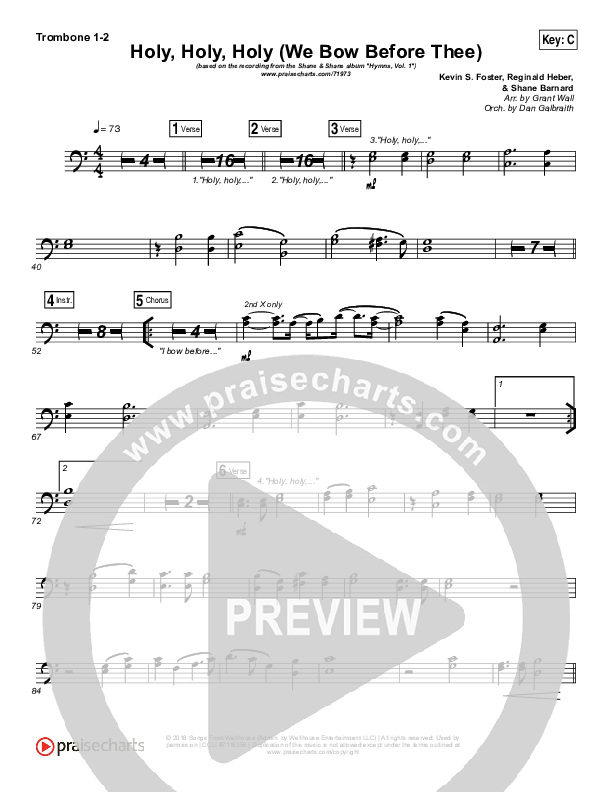 Holy Holy Holy (We Bow Before Thee) Trombone 1/2 (Shane & Shane / The Worship Initiative)