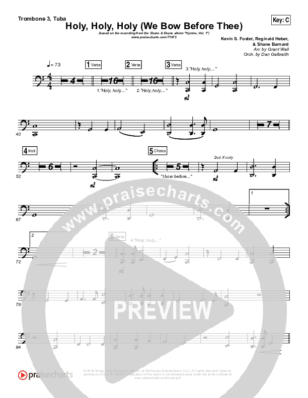 Holy Holy Holy (We Bow Before Thee) Trombone 3/Tuba (Shane & Shane / The Worship Initiative)