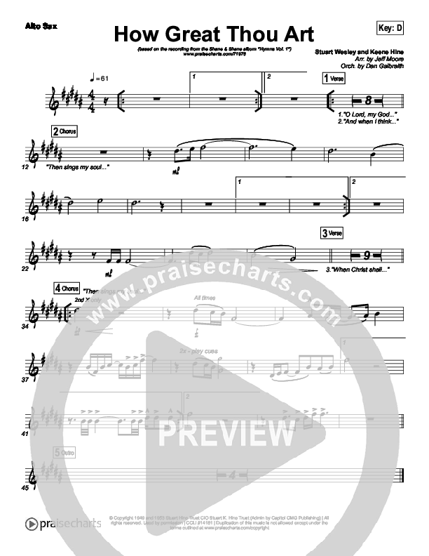 How Great Thou Art Sax Pack (Shane & Shane / The Worship Initiative)