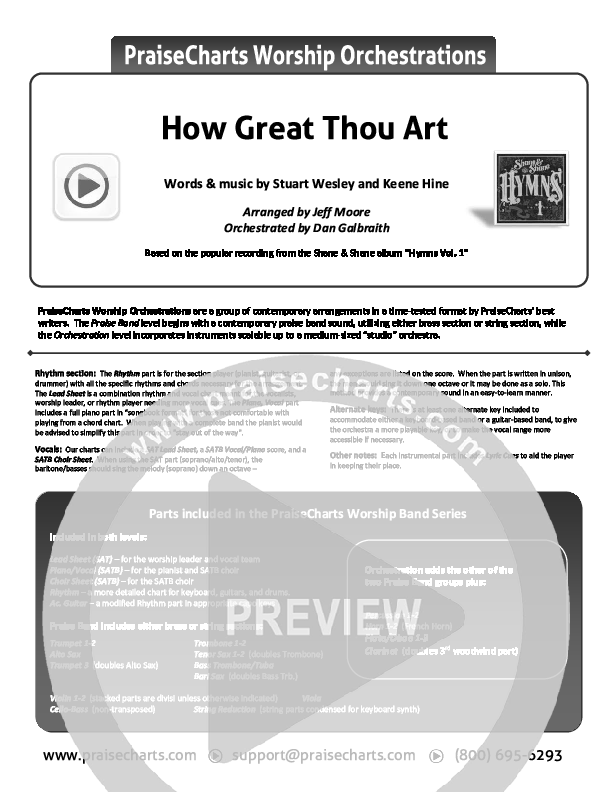 How Great Thou Art Cover Sheet (Shane & Shane / The Worship Initiative)