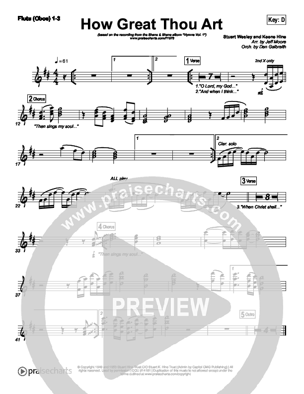 How Great Thou Art Flute/Oboe 1/2/3 (Shane & Shane / The Worship Initiative)