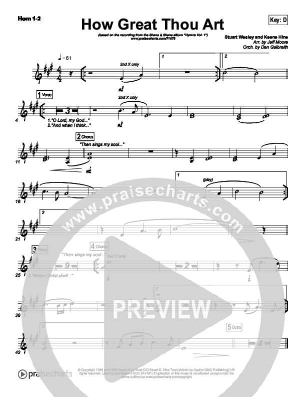 How Great Thou Art French Horn 1,2 (Shane & Shane / The Worship Initiative)