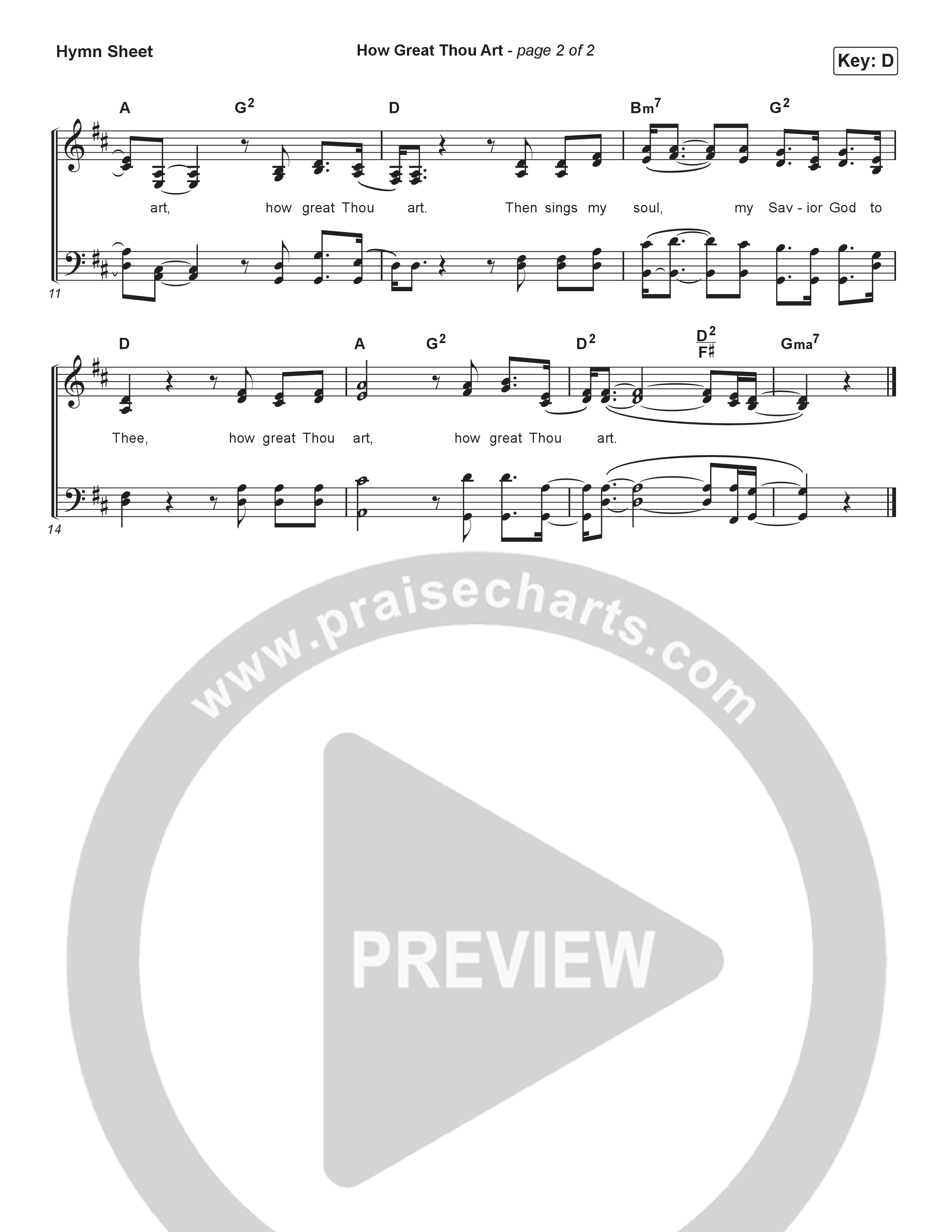 How Great Thou Art Hymn Sheet (Shane & Shane / The Worship Initiative)