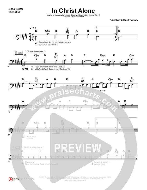In Christ Alone Bass Guitar (Shane & Shane / The Worship Initiative)