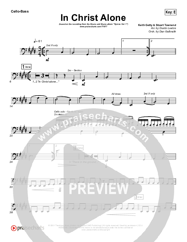 In Christ Alone Cello/Bass (Shane & Shane / The Worship Initiative)