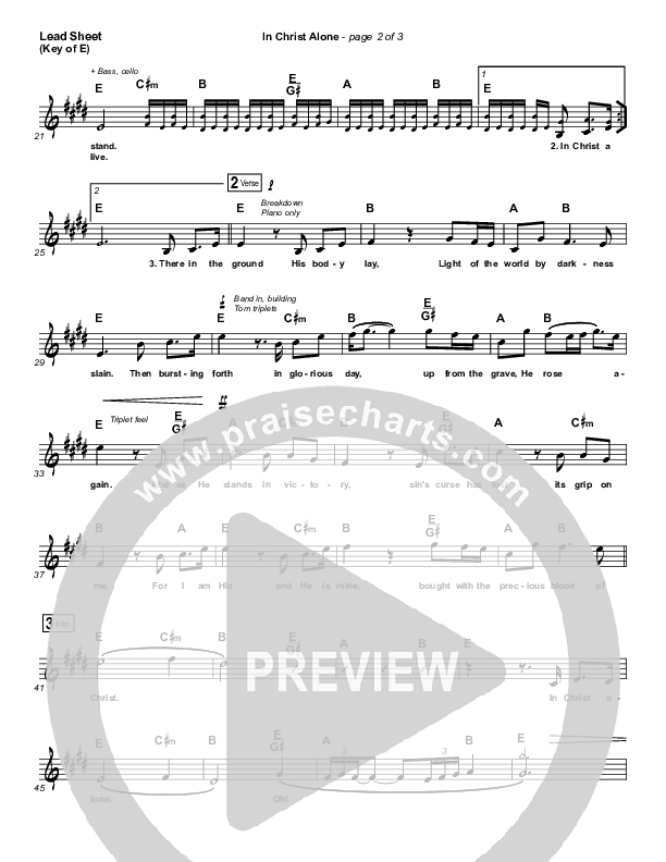 In Christ Alone Lead Sheet (Melody) (Shane & Shane / The Worship Initiative)